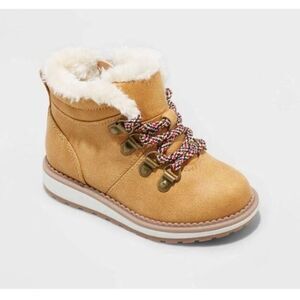 Cat & Jack Toddlers' Reed Zipper Slip-On Combat Boots Cognac sz 7 NWT